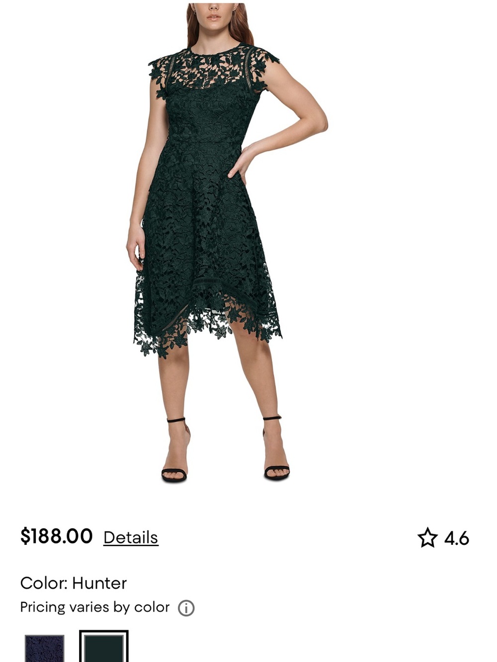 Eliza J Hunter Green Lace Asymmetrical Hem Dress